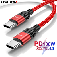 USLION Type C to Type C Cable 100W PD Fast Charging Charger USB C to USB C Data Cable For Macbook Huawei Xiaomi POCO f3 Macbook