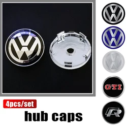 60/63/68MM Car Wheel Center Hub Caps Tire Rim Covers Auto Accessories For Volkswagen VW GTI R Golf Polo Tiguan  Passat B6 Touran