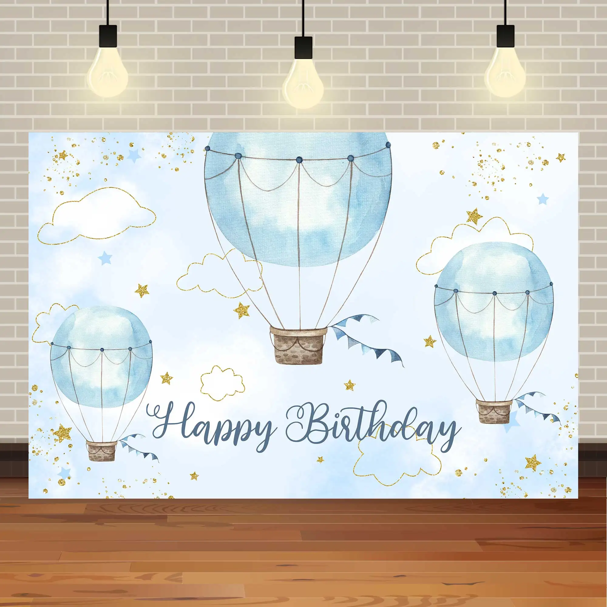 NeoBack Birthday Hpt Air Balloon fondali Star Kids Clouds Baby Shower neonato Photography Adventure Boy Background Party Decor