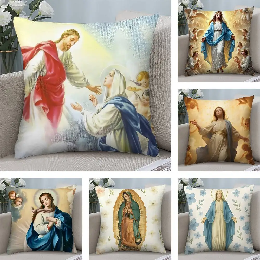 

Madonna Assumption Day Pillow Case Plush Fabric Soft Pillowcase Double Sided Print Cushion Cover Household Gifts