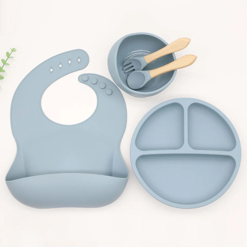 YLS BPA Free Silicone Baby Feeding Set Sucker Bowl Dinning Plate Straw Cup Spoon Forks for Kids Baby Tableware Children Dishes