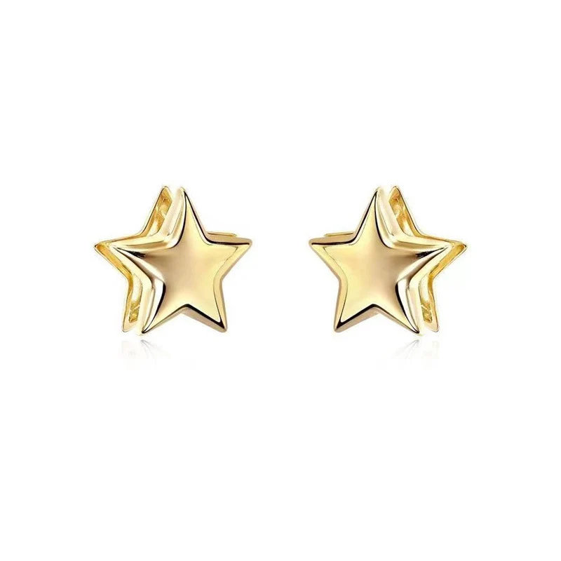 Fashion Simple Smooth Star Hoop Earrings Women Minimalist Hoops Huggie Ear Buckle Earring Punk Jewelry Gift