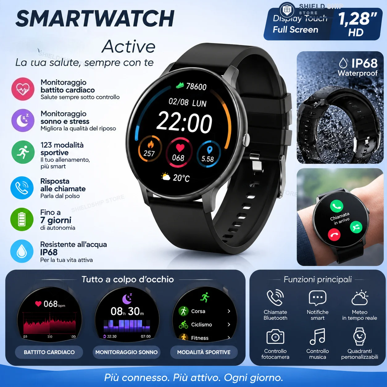 Smartwatch mit Bluetooth-Anruffunktion, HD-Touchscreen, Fitness-Tracker …