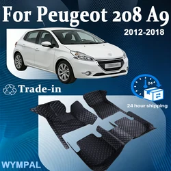 Car Floor Mats For Peugeot 208 A9 2012~2018 Carpets Luxury Leather Mat Durable Rugs Anti Dirty Pad Set Car Accessories 2013 2014