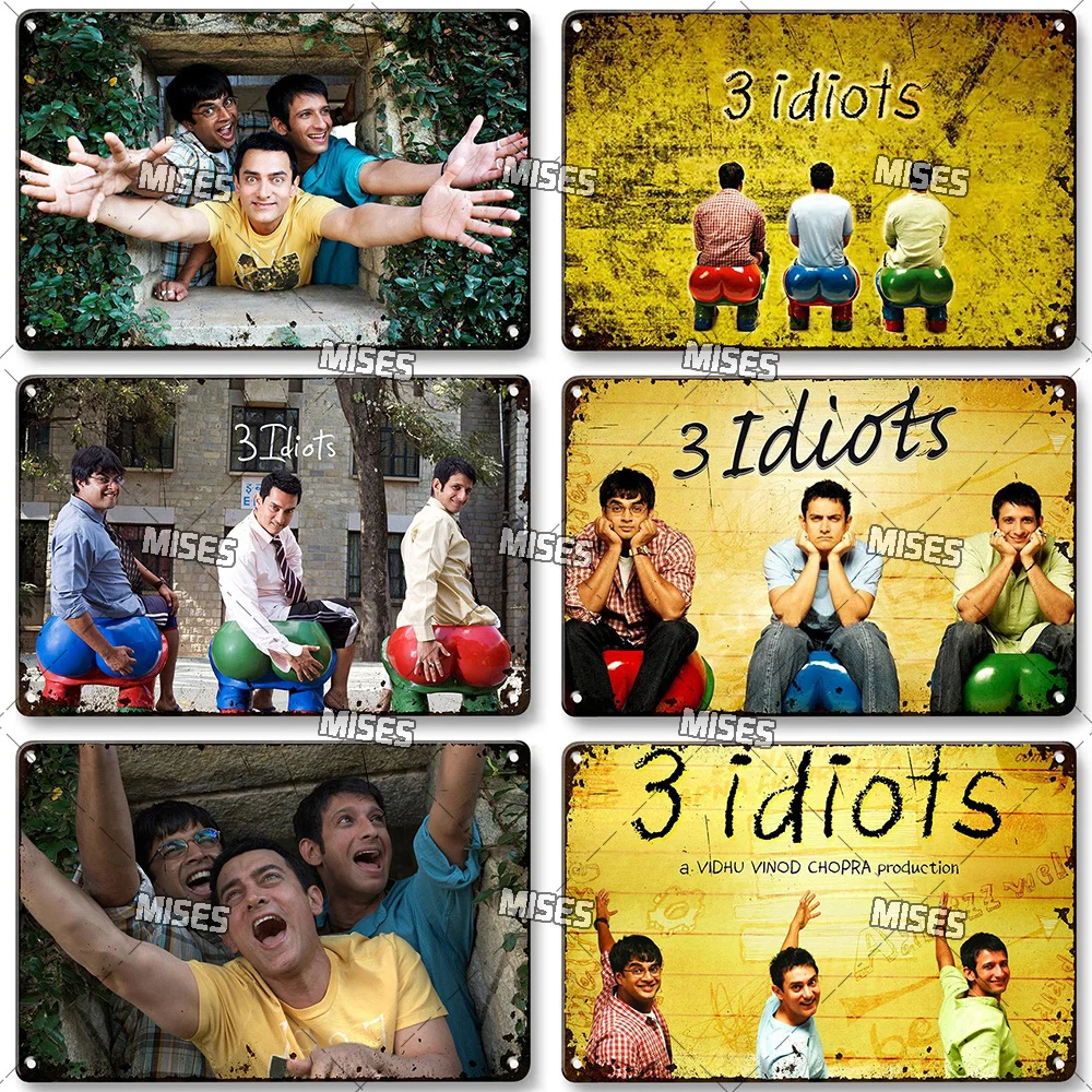 MISES Classic Movie 3 Idiots Metal Plaque Retro Poster NostalgicTin Sign Decorative Plate Home Cafe Club Metal Signs Wall Decor