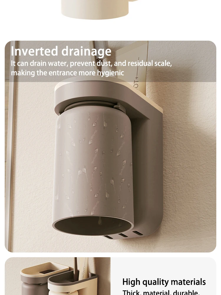 1 Pc Innovative Zahnbürste Lagerung Rack Kein Loch Licht Luxus Mundwasser Tasse Pinsel Tasse Wand Badezimmer Organizer Paar – Detail 4