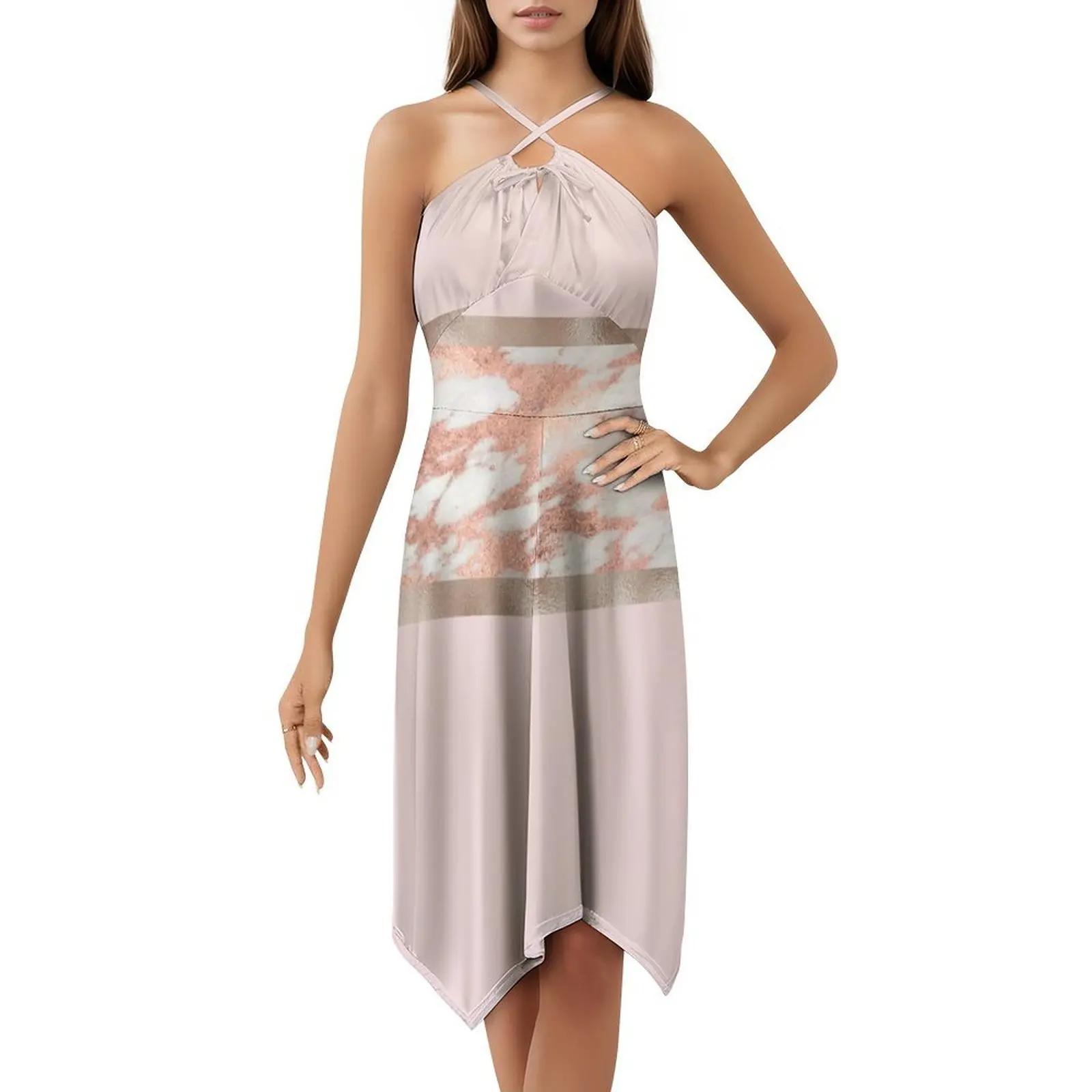 Rose Gold Marble Floral Smock Dress - usage example