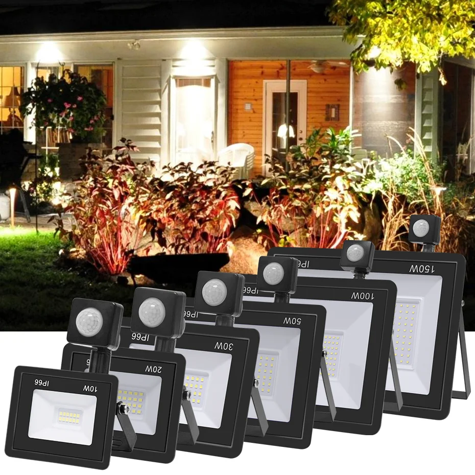 

LED PIR Motion Sensor Flood Light 220V 150W 100W 50W 30W Waterproof White Spotlight Reflector Lamp Outdoor Garden Wall Lighting