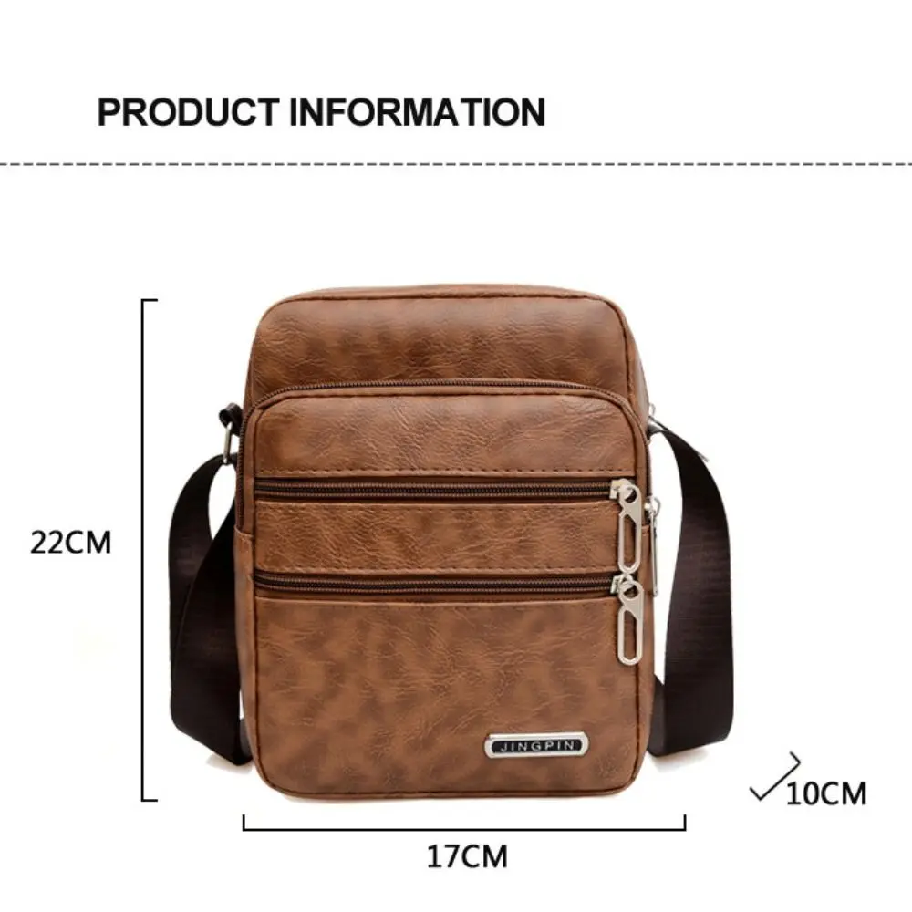 PU Leather Men\'s Sling Bag Messenger Shoulder Crossbody Bags Large Capacity Handbags Multifunctional