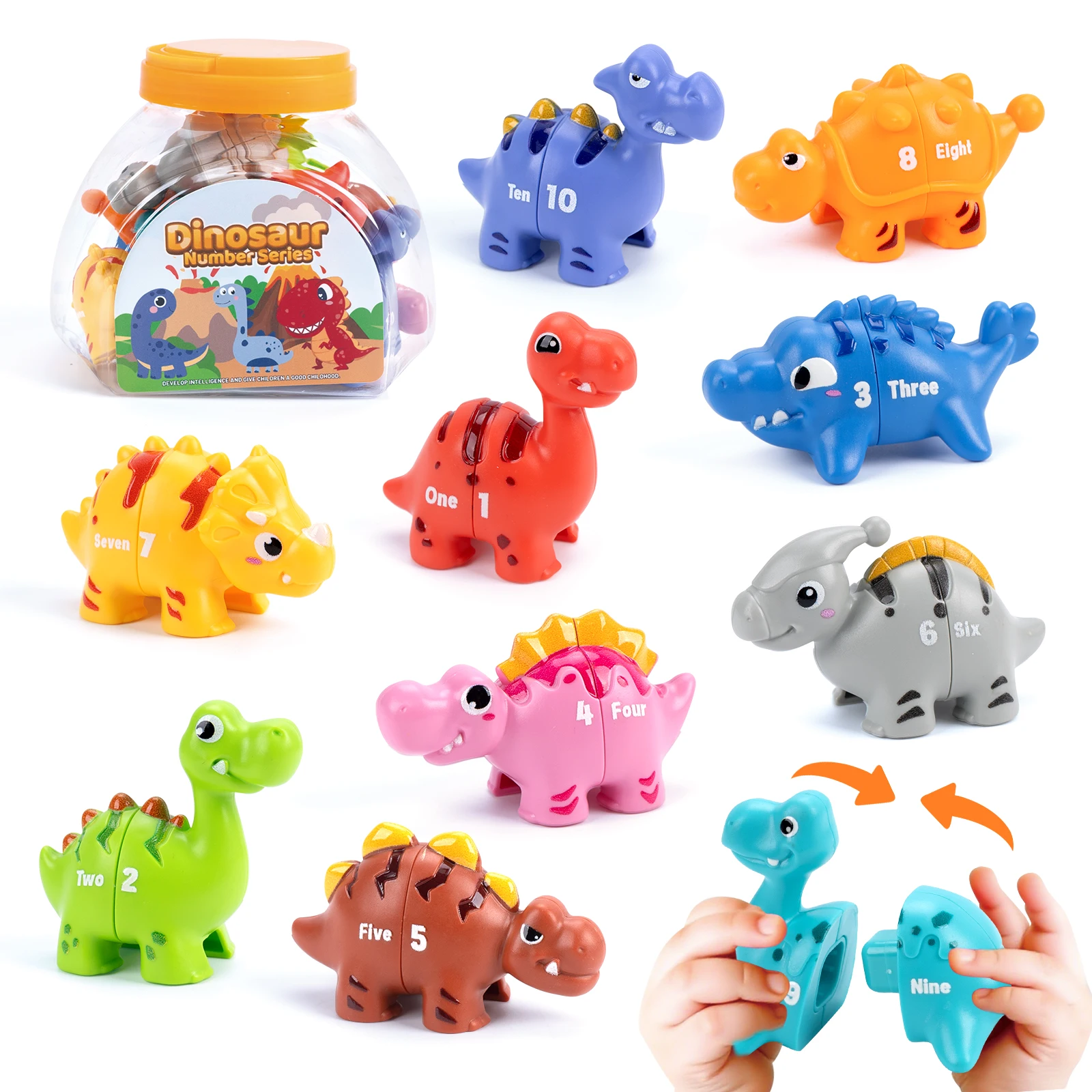 Gioco di abbinamento di dinosauri Giocattolo Numero e lettera abbinata Ordinamento dei colori Abilità motoria fine Giocattolo sensoriale Montessori Per i più piccoli per i regali dei bambini