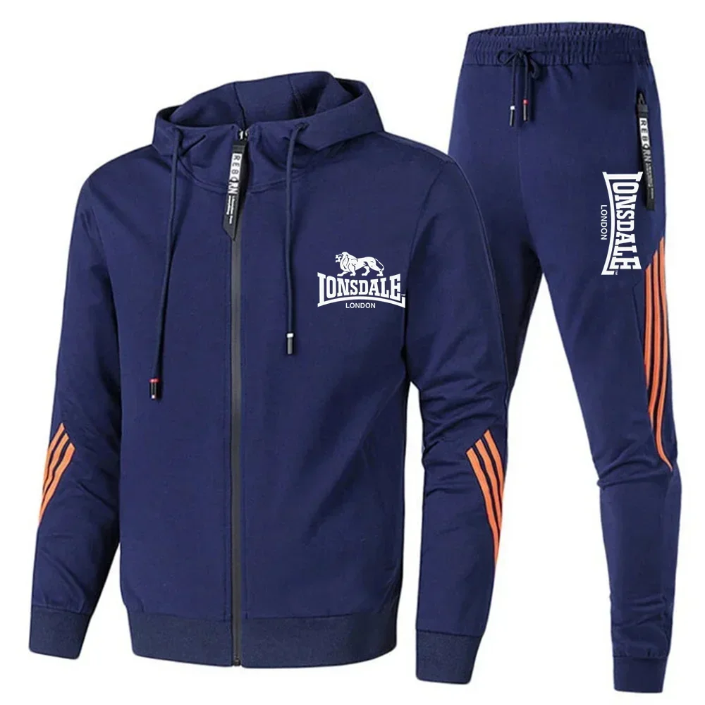 

New 2025 autumn/winter Men's zipper sweatshirt and pants sports 2-piece set Outdoor fashion men's casual running suit