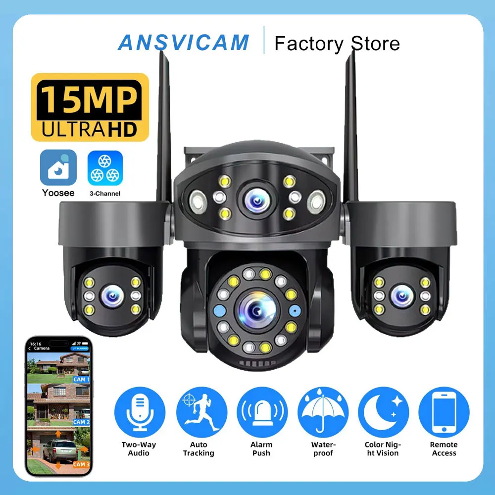 ansvicam-outdoor-ptz-6k-wifi-ip-camera-home-security-15-mp-triple-lens-camera-cctv-video-surveillance-with-triple-screens-yoosee