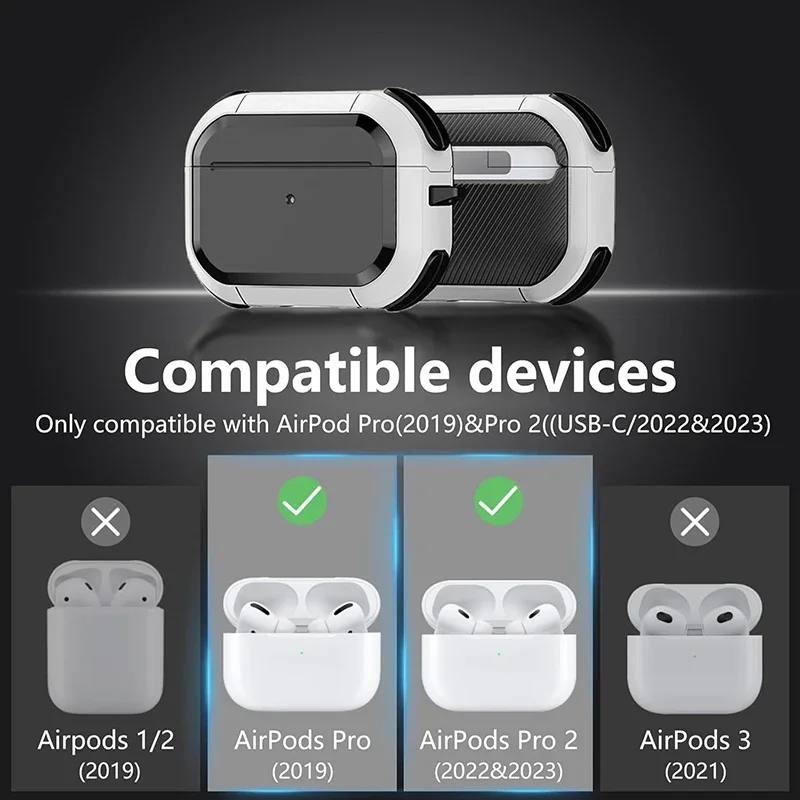 For Airpods Pro Case 2019 2022 2023 AirPods Pro 2nd Generation Case USB-C Compatible MagSafe Protection Cover with Keychain