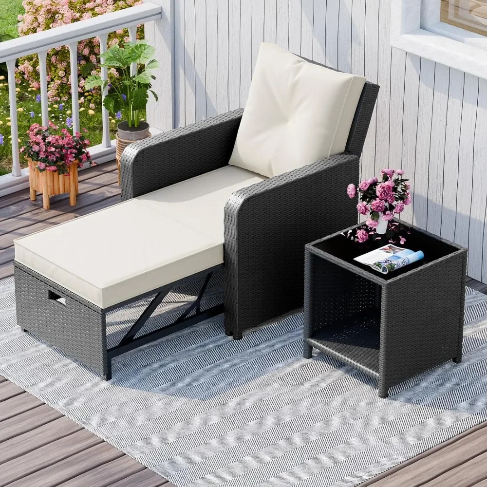 Wicker Patio Furniture Set, Rattan Convertible Outdoor Furniture Sets with Waterproof Thick Cushion, Easy Assemble Patio Chair