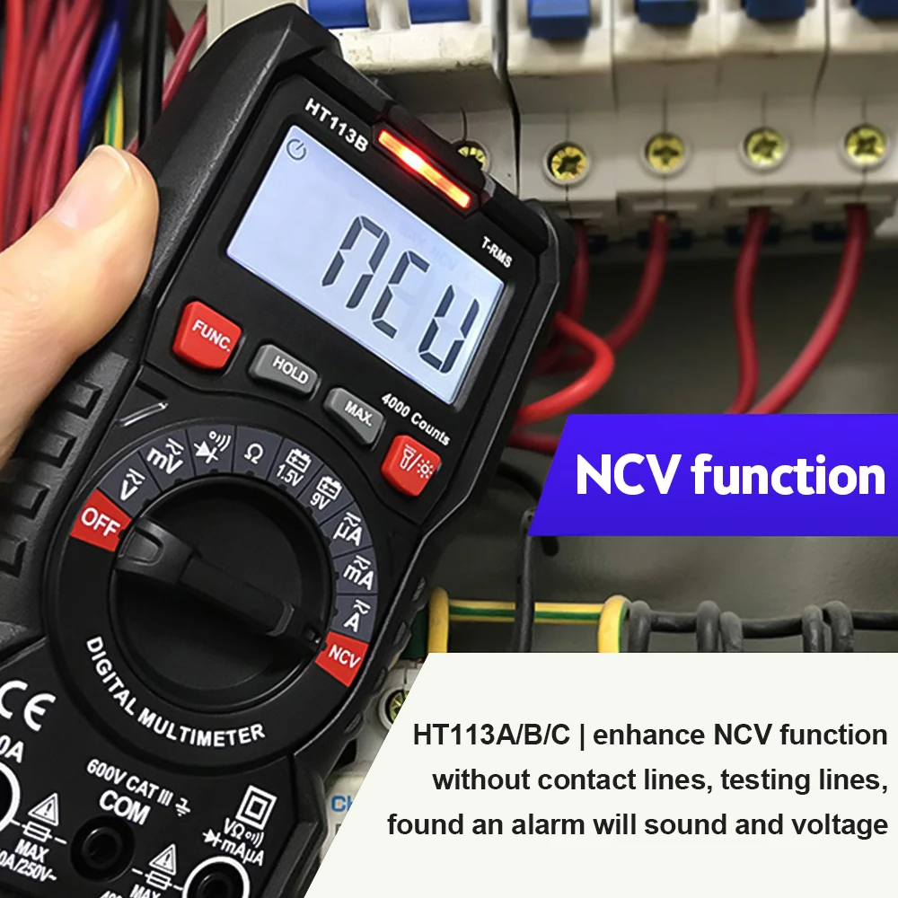 HT118 Digital Multimeter Ture RMS Auto Range NCV Hz 1000V AC/DC 2000/4000/6000 Count Professional High Precise Multimetro Tester