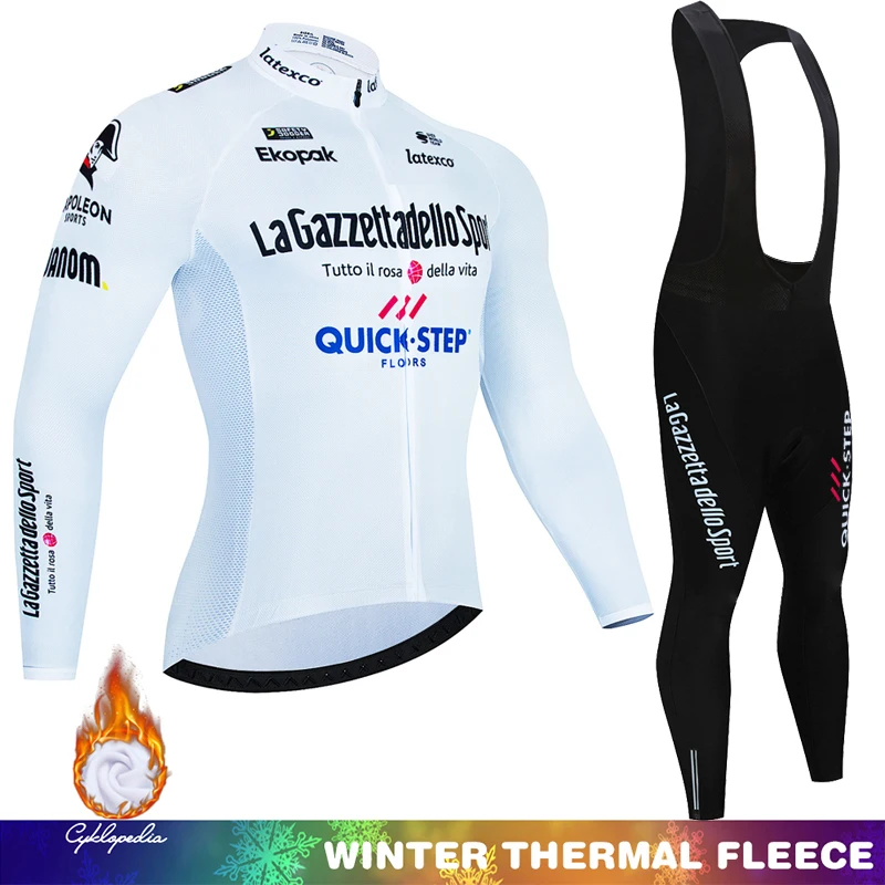 

Quick Step Men's Cycling Set Winter Jersey Thermal Bike Fleece Road Bikes Suit Biking Clothes Long Sleeve Clothing Man Jackets