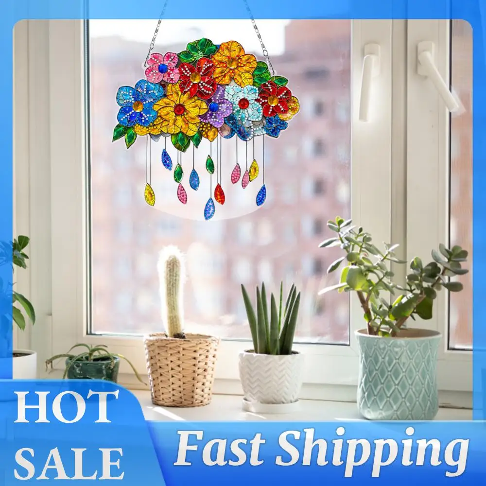

Cloud Flower DIY 2D Flat Acrylic Diamond Painting Pendant Kit for Adults Home Decor 24x24cm