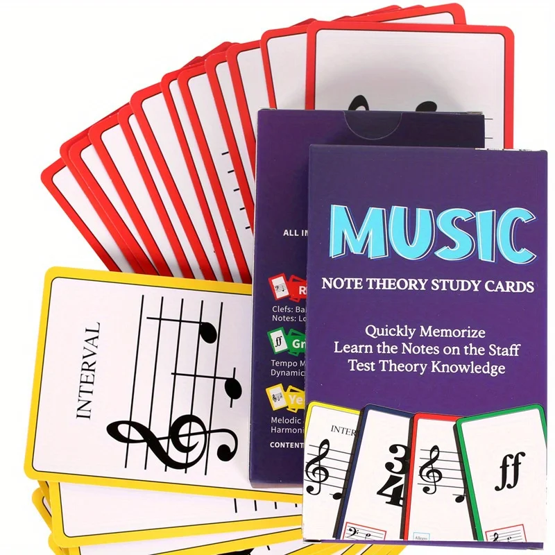 Piano Flash Cards 50-Pack: Note Reading & Music Terminology for Adult Beginners & Teachers