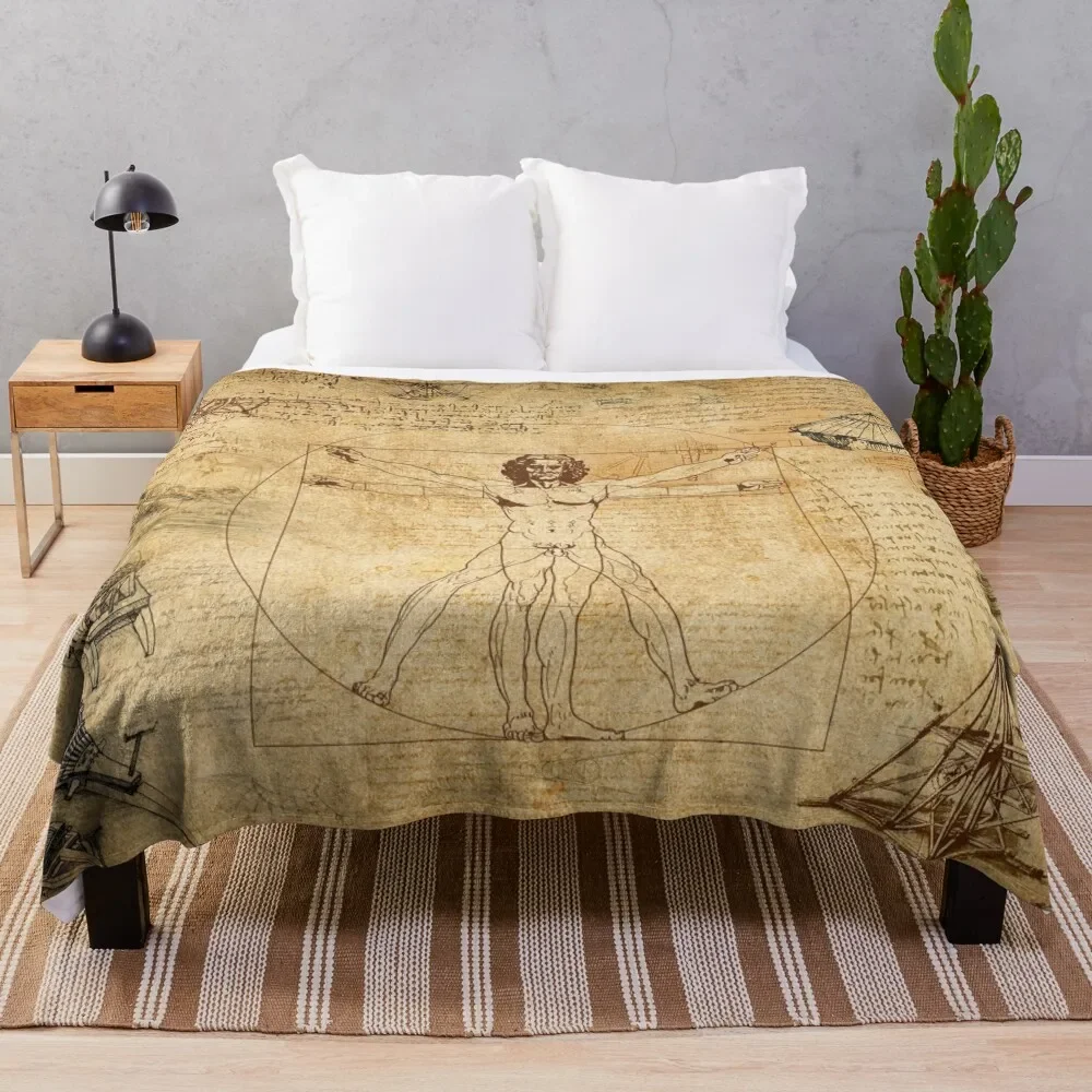 Leonardo da Vinci The Vitruvian Man (edited) Throw Blanket Furrys Luxury Loose Blankets