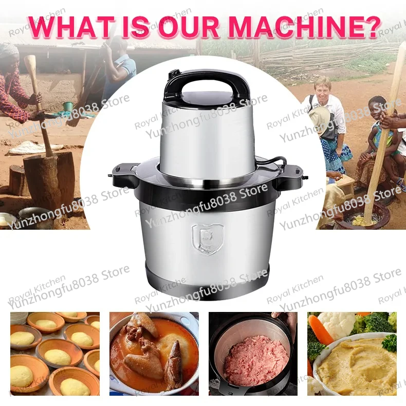 6L Silver Crest Copper Fufu Blender Meat Grinder Kitchen Food Processor Cooking Machine