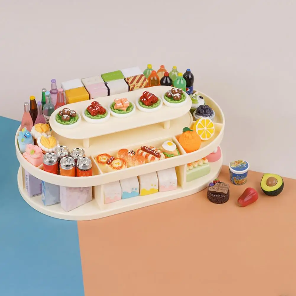 Miniature Food Display Shelf Dollhouse Ornaments Miniature Supermarket Shelf Display Stand for Dollhouse Mini Food Drinks