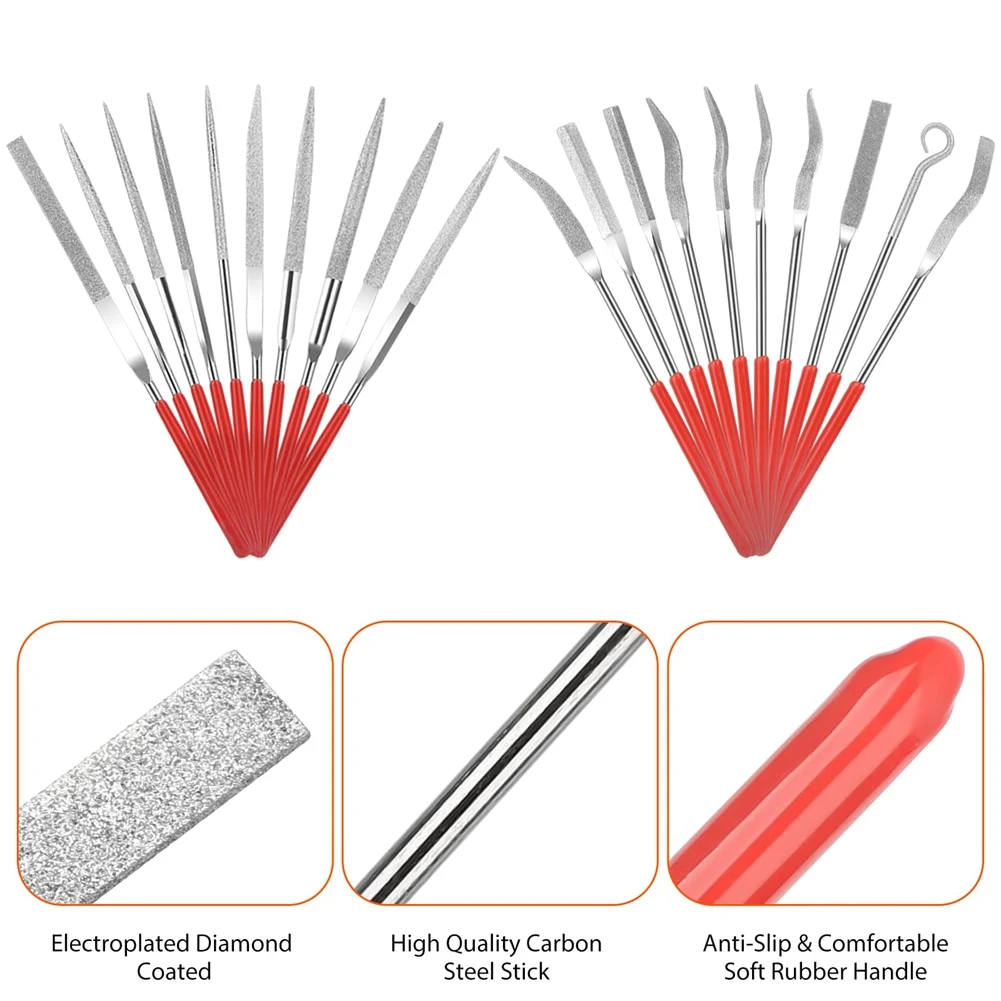 B50C Pack Of 20, Diamond Needle Files Set Jewellery Hand Files Tooth File Tool Set Part