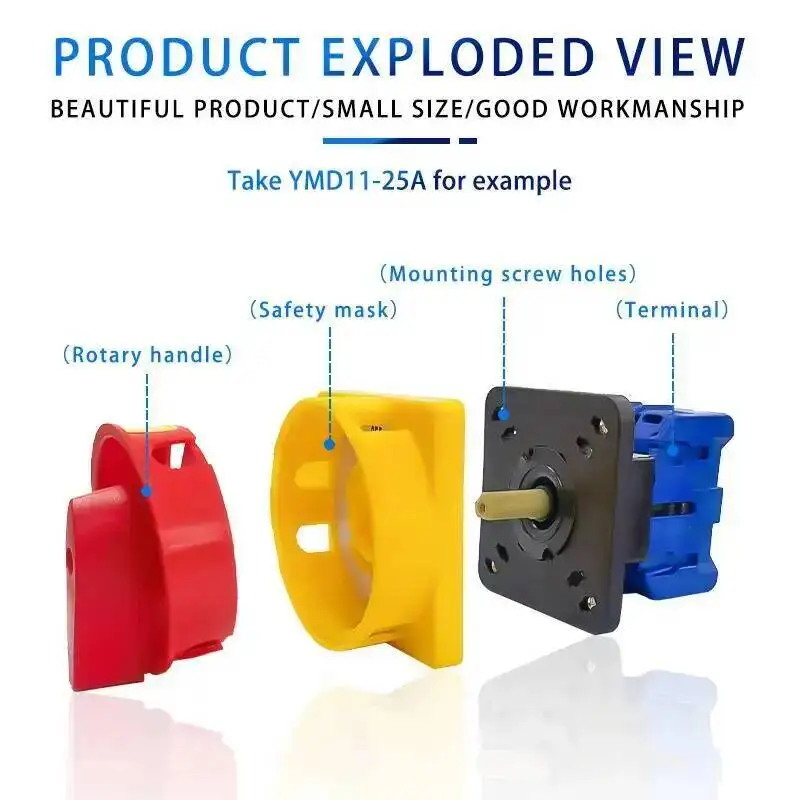 63 Amp 690V Isolator Switch 3P Main Motorized Rotary Pad Lock On-off Power Switches YMD11-63A Replace LW30