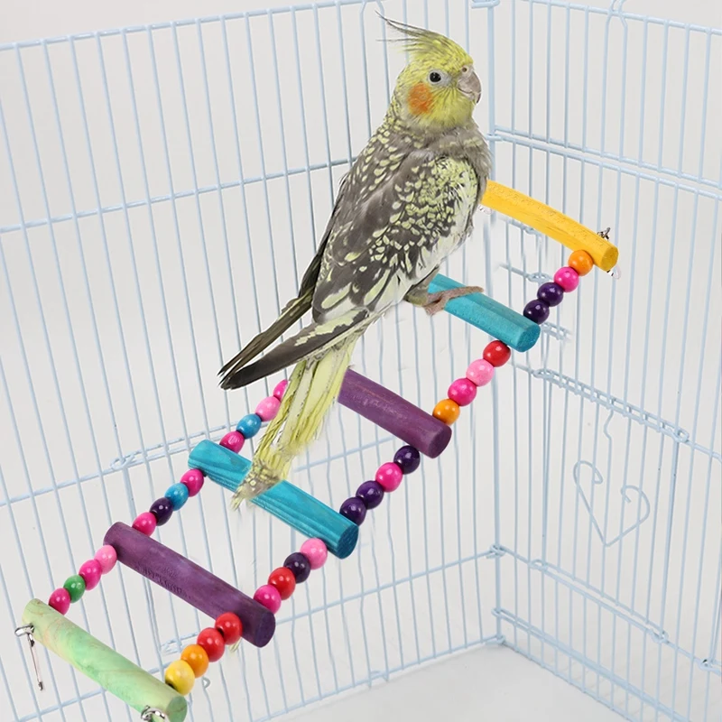 Hot 6 Pcs Bird Parrot Toys, Bird Swing Toy Colorful Chewing Hanging Hammock Swing Bell Pet Climbing Ladders Toys Bird Toys For P