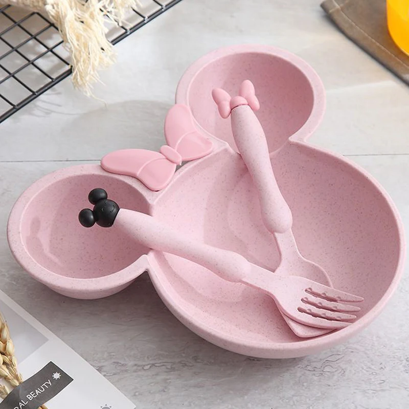 3Pcs/Set Kids Cartoon Dinnerware Set Children Dishes Baby Feeding Supplement Dishwasher Safe Dinner Plate Bowl Spoon Fork Tool