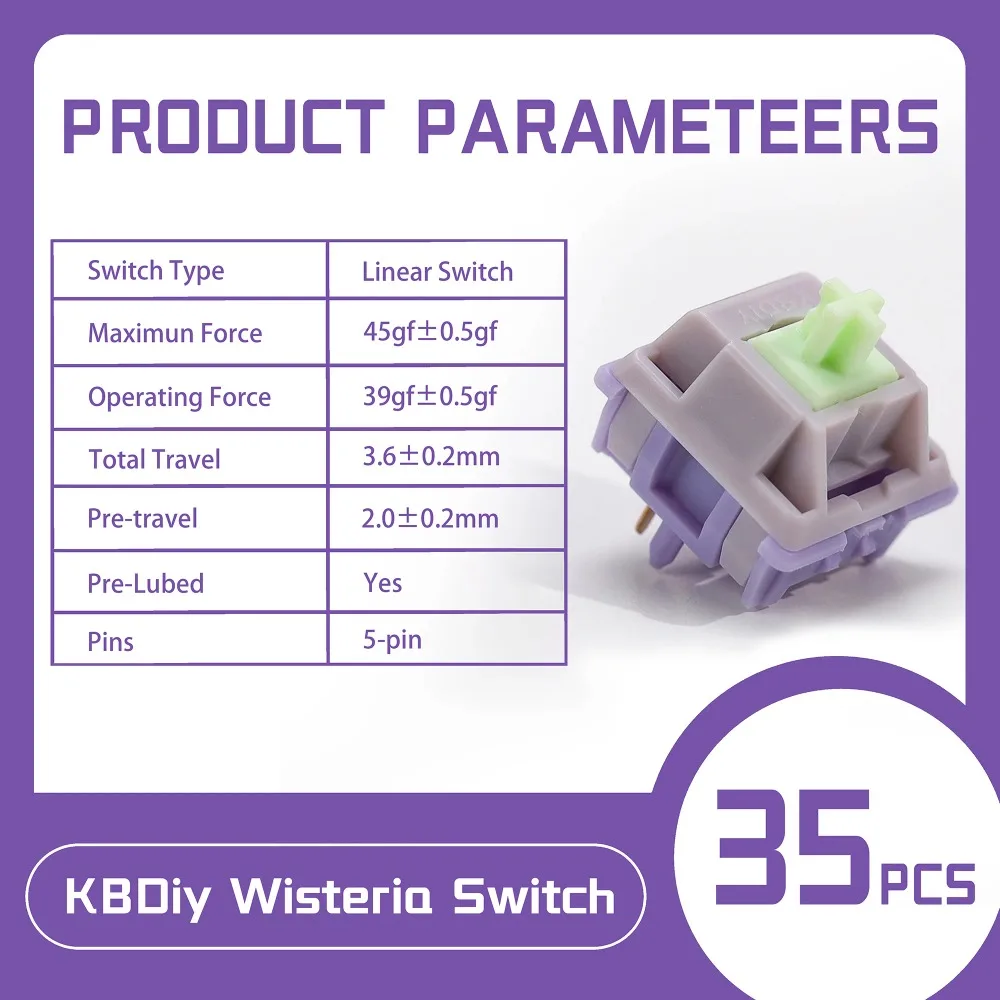 

35PCS Rosewood Switch 5 Pins 40gf Linear Creamy Switch Pre Lubed Compatible With MX Keycaps Mechanical Gaming Keyboard