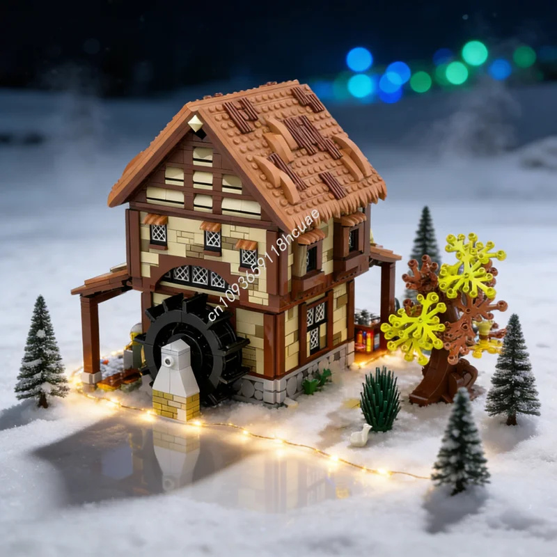 

1451pcs MOC Castle Water Mill Medieval Village Diorama Model Building Blocks Construction Christmas Gifts Toy Brick Kids