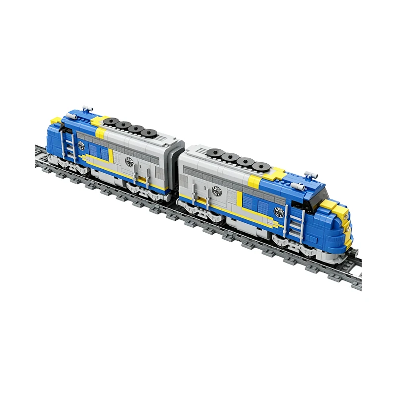 MOC Vintage Classic American Passenger Locomotive Building Blocks Set Streamline Diesel Train Model Adult Collection Gift