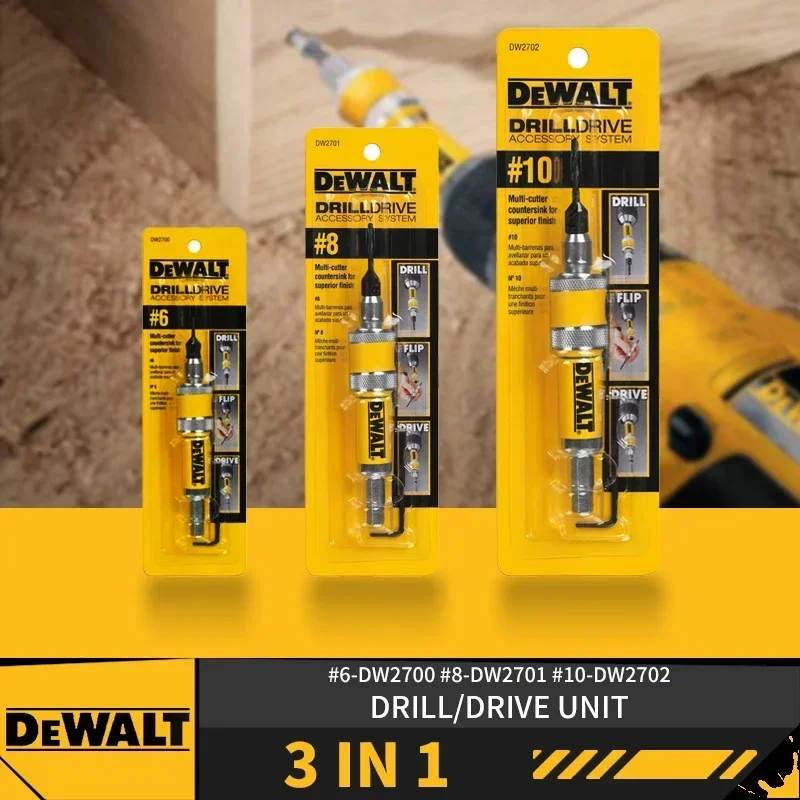 DEWALT Drill Flip Drive Complete Unit #6 #8 #10 DW2700 DW2701 DW2702 2 in 1 Countersink Wood Drill Bit 6mm 8mm 10mm