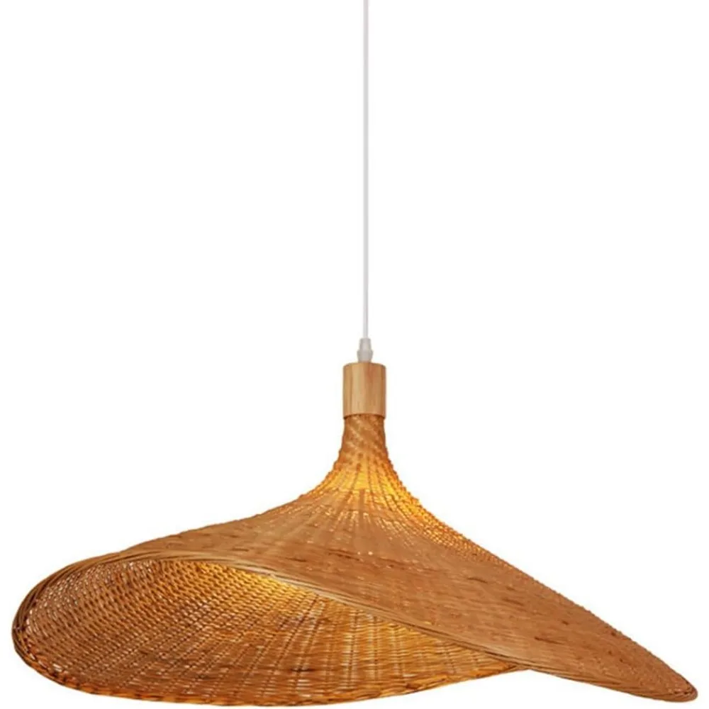 Bambou rotin chapeau de paille lustres chinois décor à la maison suspension E26/E27 plafond suspension lampe pour chambre salle à manger salon