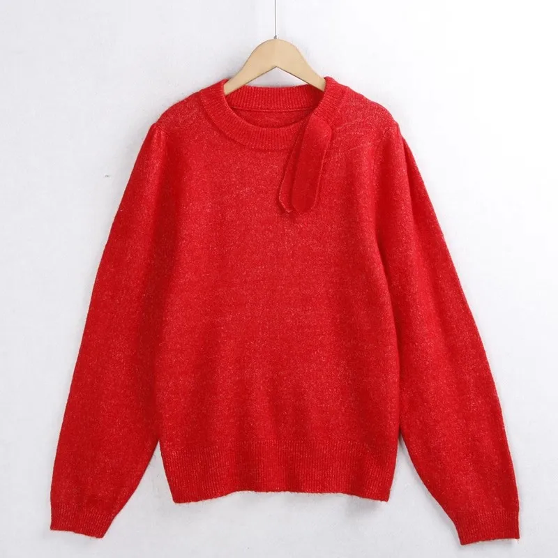 

Однотонный вязаный свитер с длинными рукавами, свободного кроя, с круглым вырезом, женский, осенне-зимний, повседневный, эксклюзивный онлайн-магазин Sle Dr Haunt