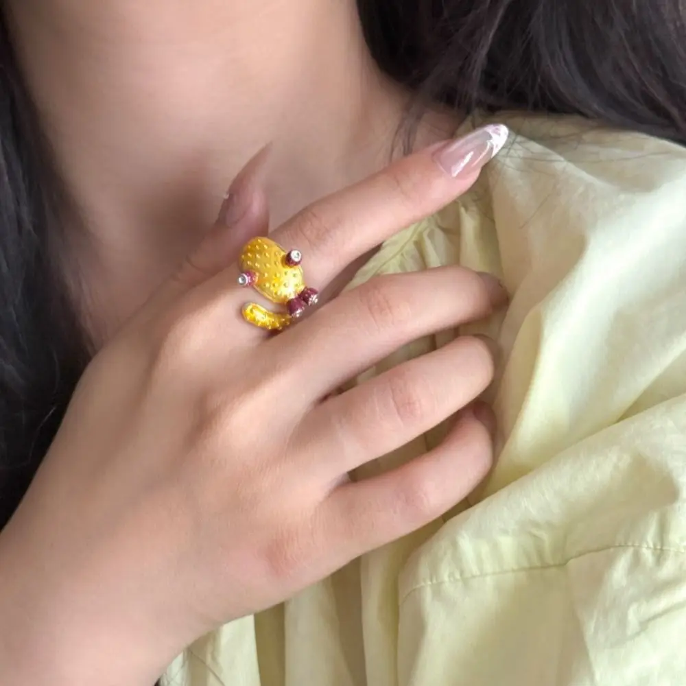 لطيف نازف النفط الصبار بالتنقيط النفط الدائري الكورية نمط مجوهرات اكسسوارات اللوحة حلقة سبيكة هندسية المينا الدائري صديق #2