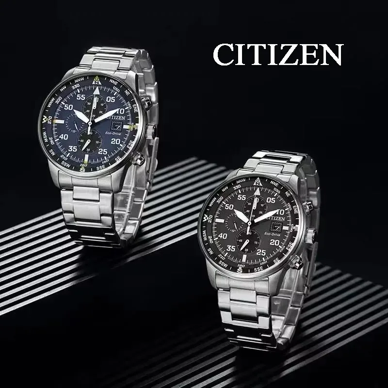 Citizen Watch Men Fashion Luxury Brand Stainless Steel Dual Display Wristwatch Shockproof Business Leisure Quartz Man Watches