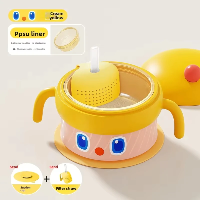 

Baby PPSU Constant Temperature Water Bowl Baby Food Bowl Anti-fall Portable High-speed Rice Noodle Tableware Set Baby Blow