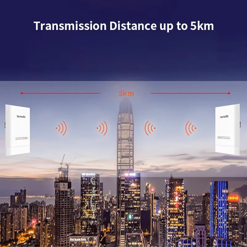 Tenda OS3 5KM 5GHz 867Mbps 屋外 CPE ワイヤレス WiFi リピーター エクステンダー ルーター AP アクセス ポイント Wi-Fi ブリッジ POE アダプター付き