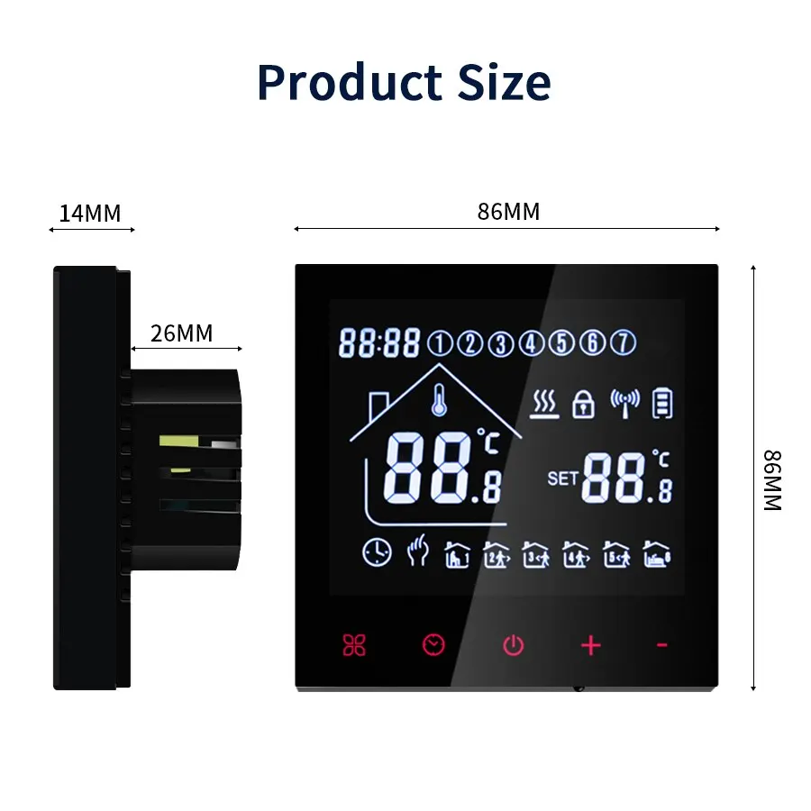 LCD Touchscreen Thermostat Programmable Electric Floor Heating System AC 110V 220V Temperature Controller for Home