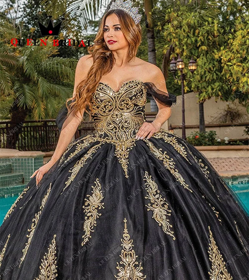 Vestido De encaje con lentejuelas para Quinceañera, traje Formal con espalda descubierta y hombros descubiertos, personalizado, Y46X, 2024