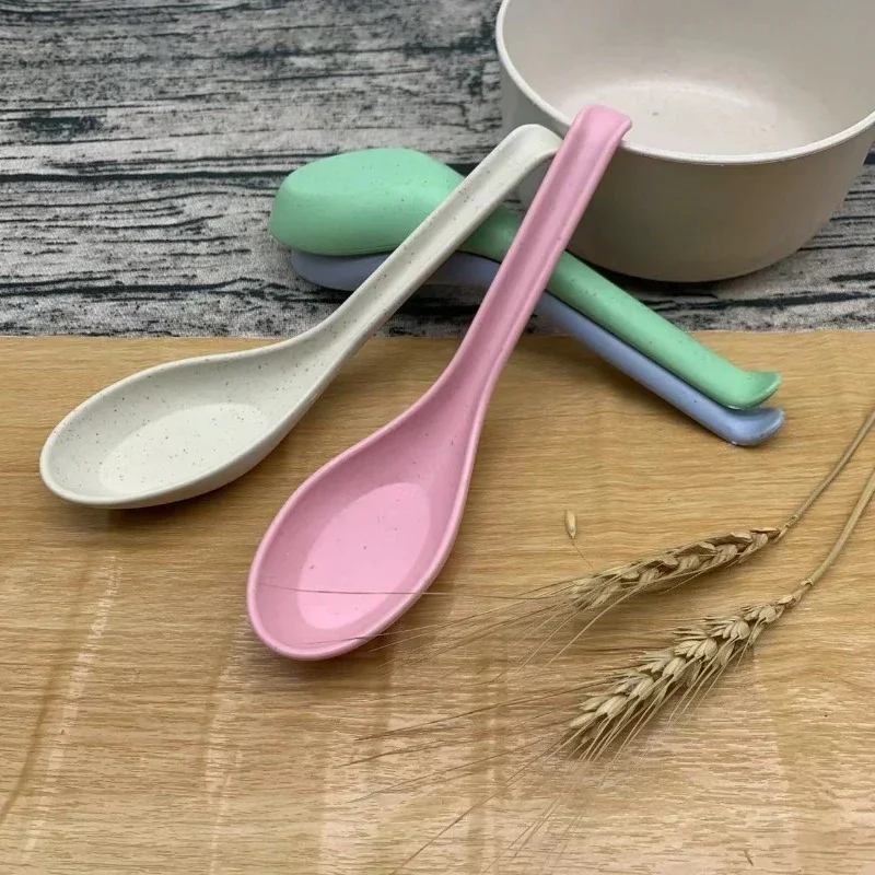 Wheat Straw Dinnerware Soup Spoons Japanese Rice Sauces Soup Spoon Creative Multi-color Dessert Milk Mixing Small Spoon