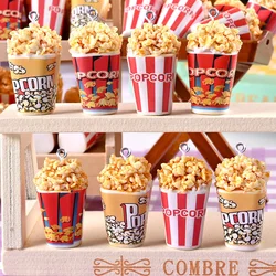 10Pcs Simulation Popcorn Bucket Pendants Resin Charms for Jewelry Making DIY Earrings Bracelet Findings Accessories