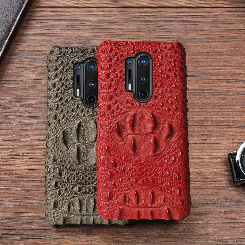 LANGSIDI Luxury Leather phone case For Oneplus 8 Pro 9 Pro 6 6T 7TPRO Crocodile Leather back cover For One Plus 8pro 8 6T 7T 5T