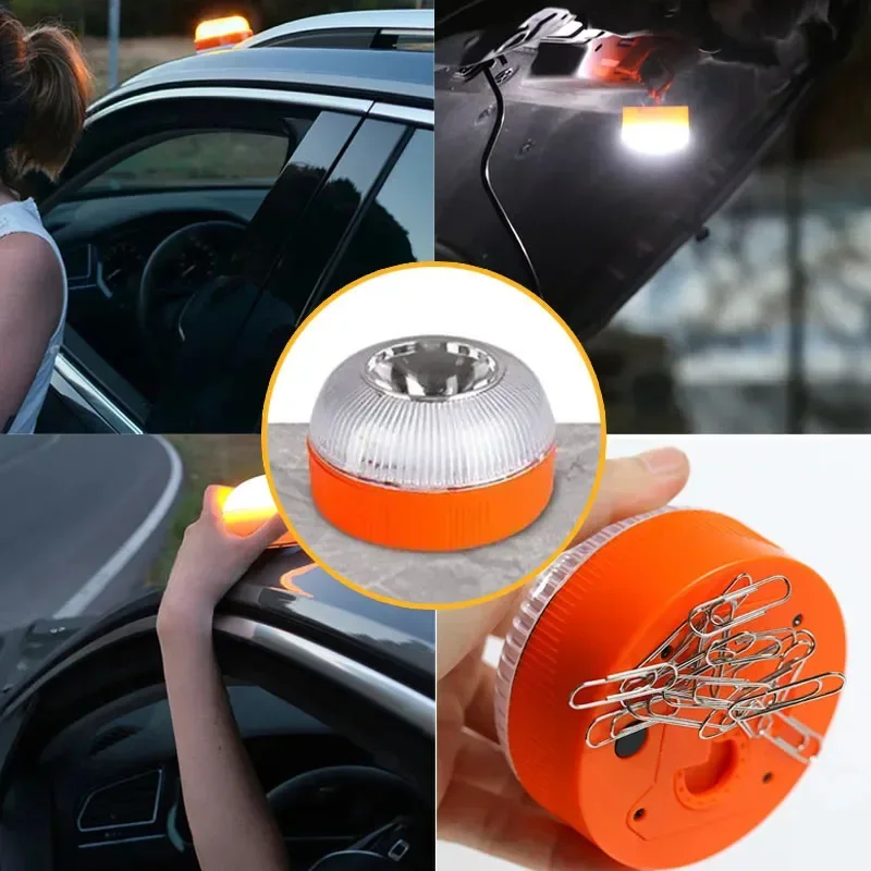 LED Car Emergency Light Waterproof Flashing Light Magnetic Induction Strobe Flashlight Safety Warning Light Road Accident Lamp
