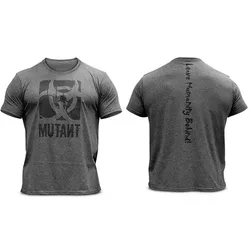 Summer Gym Men's T Shirt MUTANT Print 100% Cotton Fitness Women Graphic T-Shirts High Quality Bodybuilding Tees Man Clothing