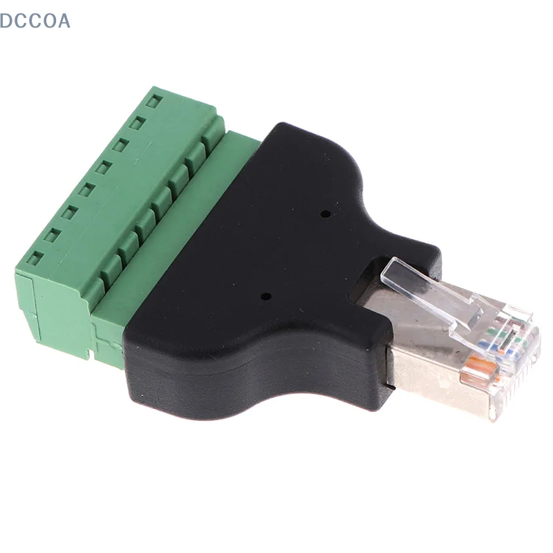 8P8C RJ45 Ethernet Male To 8 Pin Av Terminal Screw Adapter Converter For Dvr