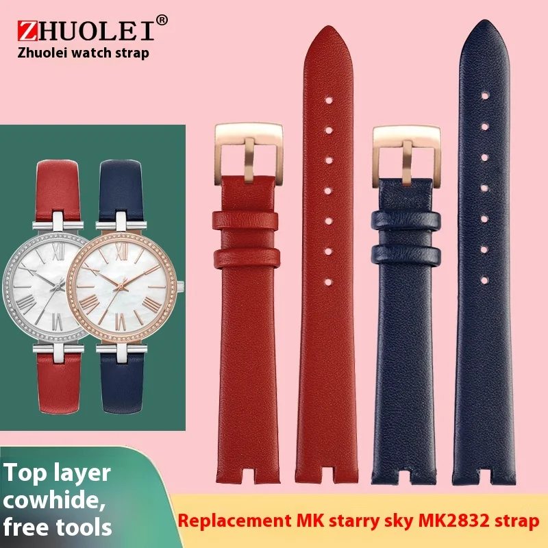 For MICHAEL KORS MK MK2832 MK2833 MK3969 Ladies Bracelet 14×12mm Concave watch strap Woman Wristwatch Genuine Leather WatchBand