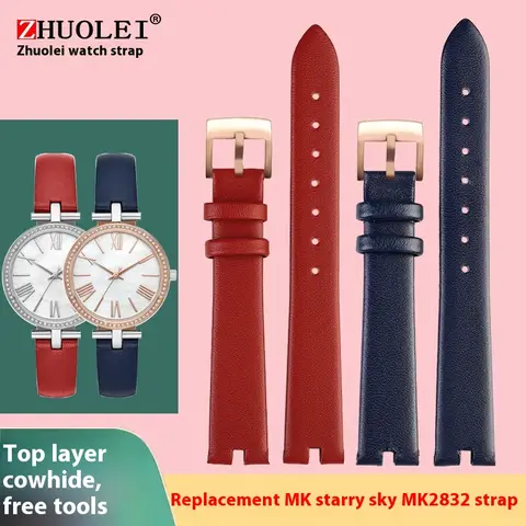 Per MICHAEL KORS MK MK2832 MK2833 MK3969 Bracciale da donna 14 × 12mm Cinturino concavo Orologio da polso da donna Cinturino in vera pelle