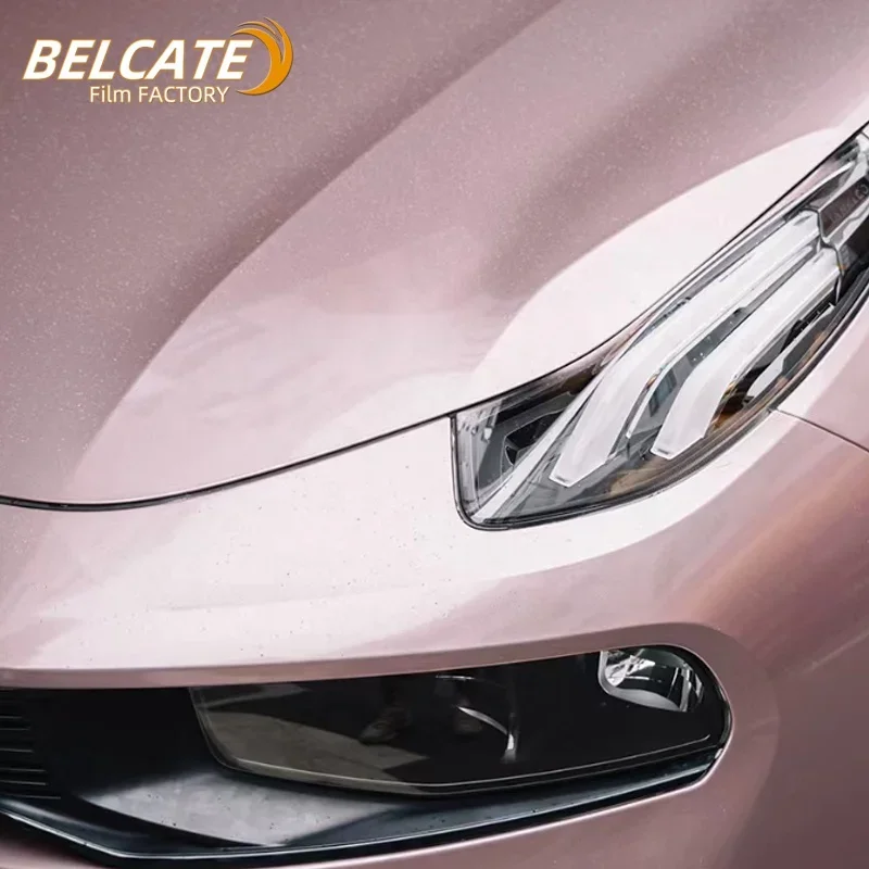 High polymerization 1.52*18m Self-cleaning super bright face Light pink car packaging colorful vinyl car stickers in stock